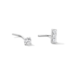 Stainless Steel L-Shaped Nose Stud Set - 20G