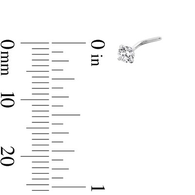 Semi-Solid Stainless Steel CZ Bar L-Shape Nose Stud Set - 20G 3/8"
