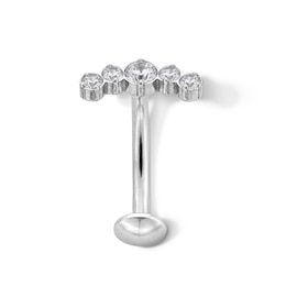 Titanium CZ Five Stone Floating Belly Button Ring - 14G 7/16"