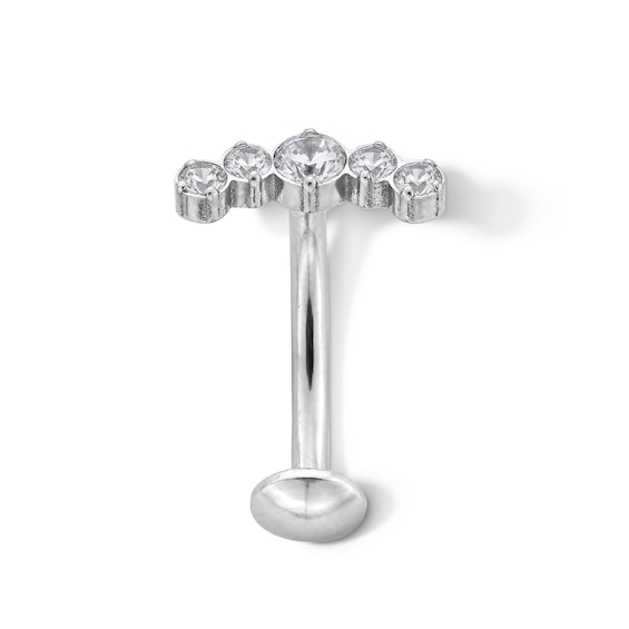 Titanium CZ Five Stone Floating Belly Button Ring - 14G 7/16"
