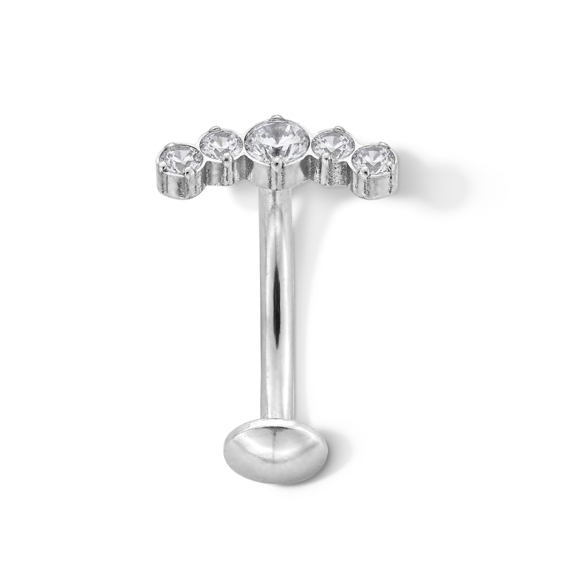 Titanium CZ Five Stone Floating Belly Button Ring - 14G 7/16"