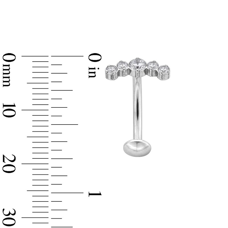 Main Image 2 of Titanium CZ Five Stone Floating Belly Button Ring - 14G 7/16"