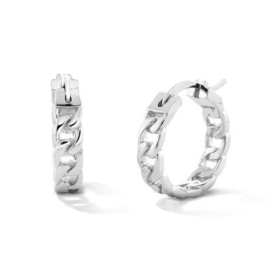 Sterling Silver Chain Link Huggie Hoops