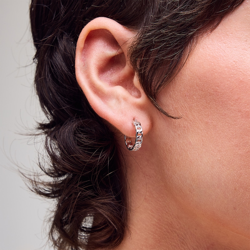 Main Image 2 of Sterling Silver Chain Link Huggie Hoops