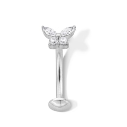 Titanium CZ Butterfly Floating Belly Button Ring - 14G 7/16"