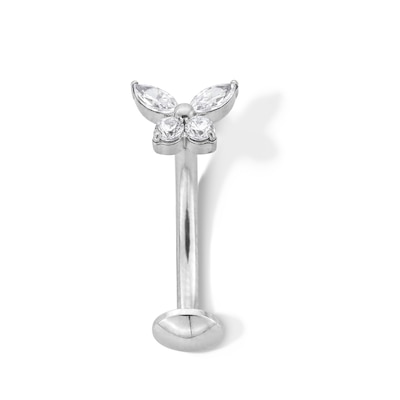 Titanium CZ Butterfly Floating Belly Button Ring - 14G 7/16"