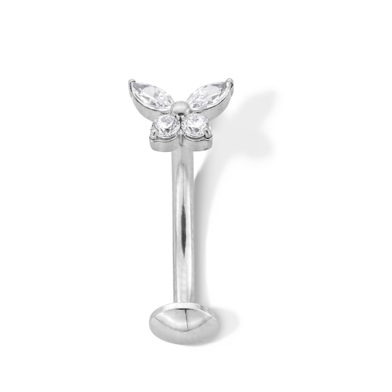 Titanium CZ Butterfly Floating Belly Button Ring - 14G 7/16"