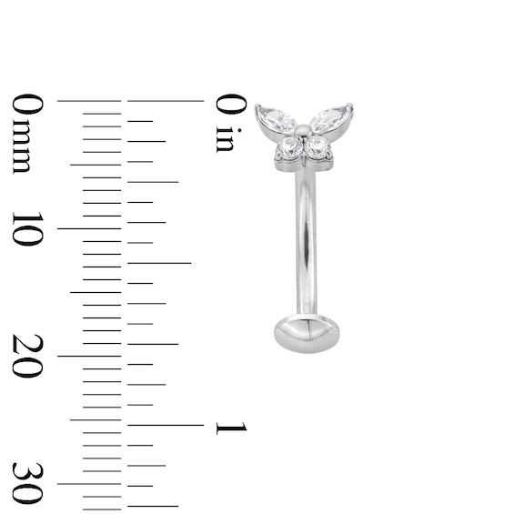 Titanium CZ Butterfly Floating Belly Button Ring - 14G 7/16"