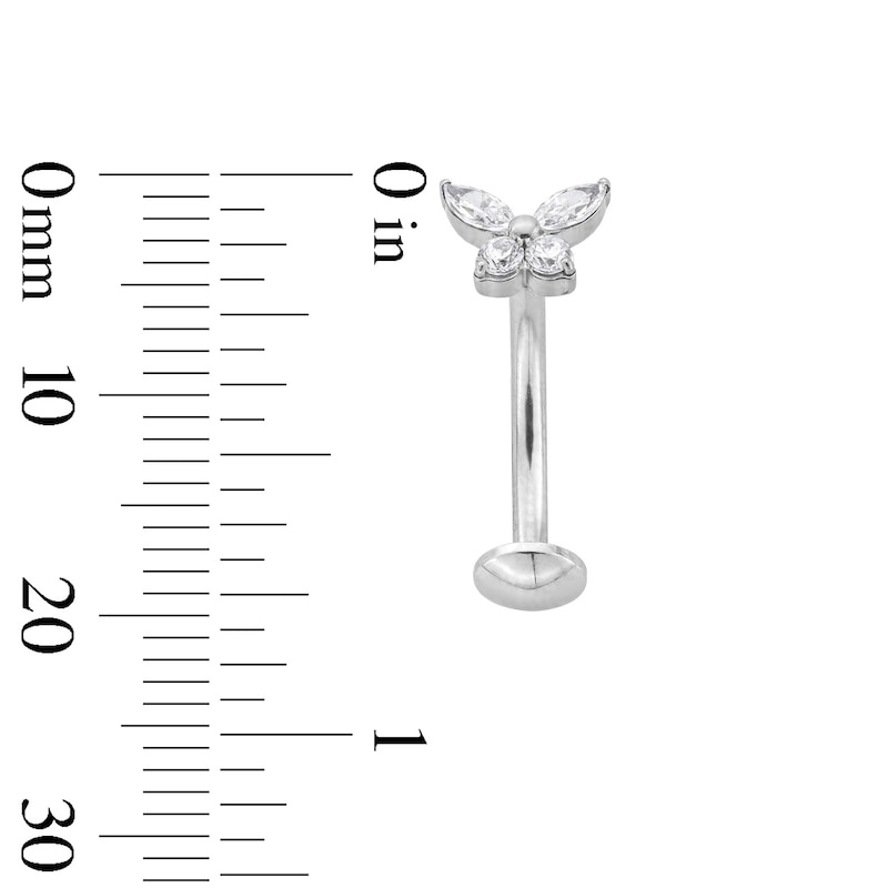 Main Image 2 of Titanium CZ Butterfly Floating Belly Button Ring - 14G 7/16"