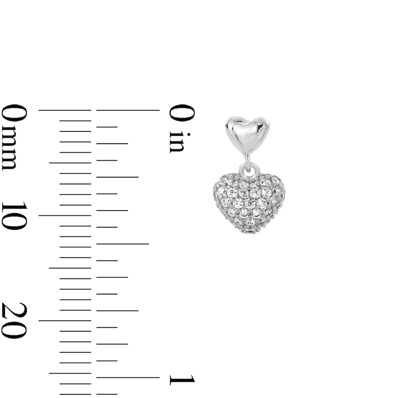 Main Image 3 of Sterling Silver CZ Heart Drop Studs