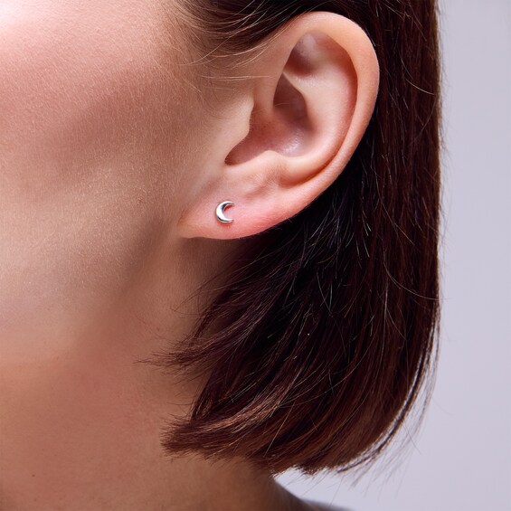Sterling Silver Crescent Moon Studs