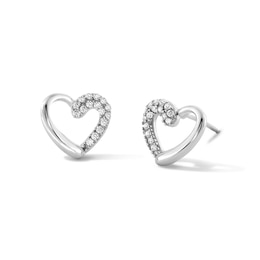 Sterling Silver CZ Heart Outline Studs