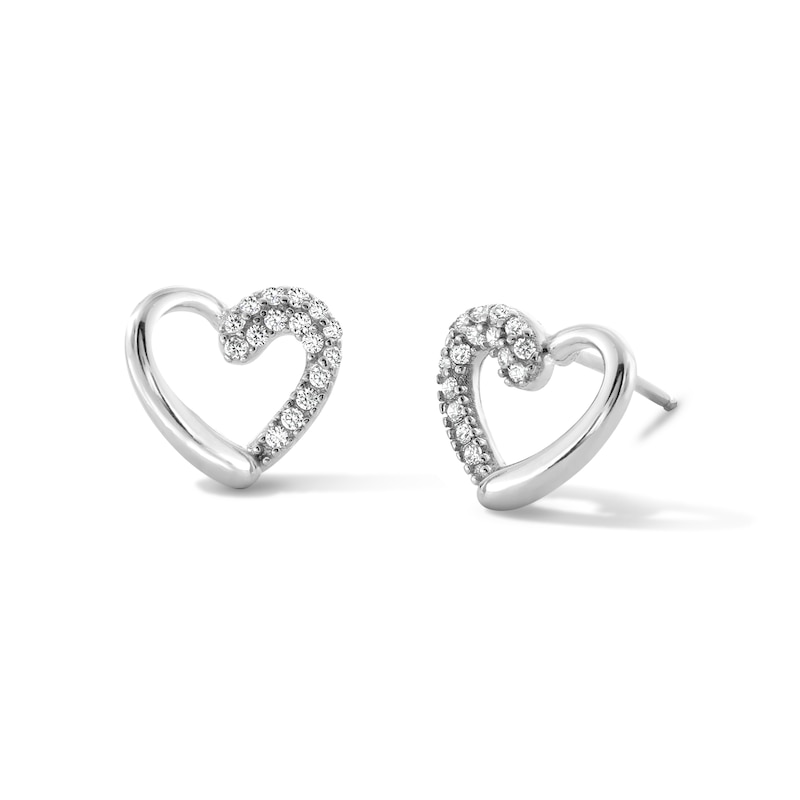 Sterling Silver CZ Heart Outline Studs