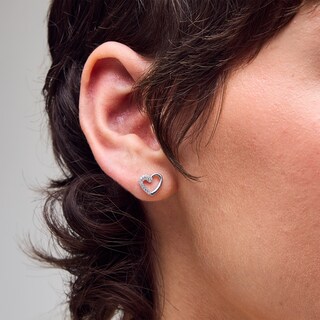 Sterling Silver CZ Heart Outline Studs