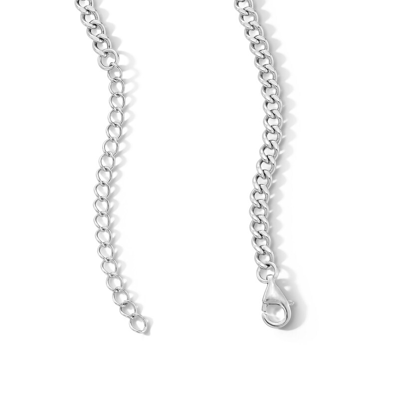 Main Image 3 of Solid Sterling Silver Curb Chain with CZ - 18"