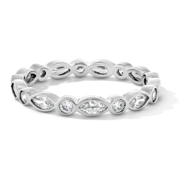 Sterling Silver CZ Alternate Marquise Ring - Size 7