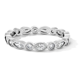 Sterling Silver CZ Alternate Marquise Ring - Size 7