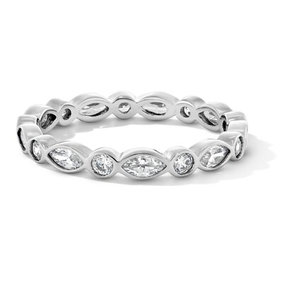 Sterling Silver CZ Alternate Marquise Ring - Size 7