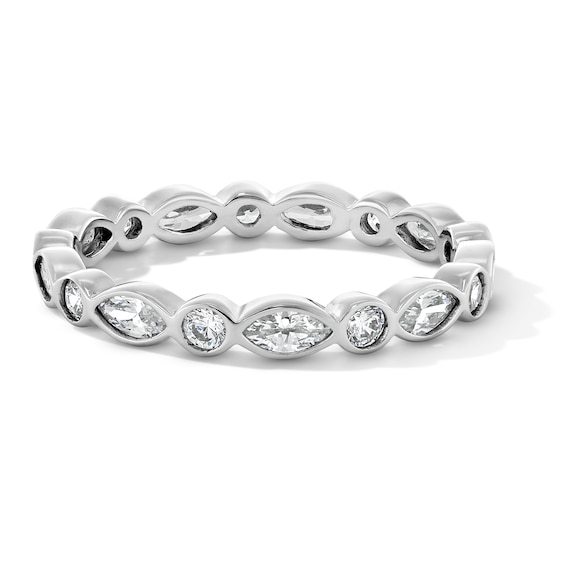 Sterling Silver CZ Alternate Marquise Ring - Size 7