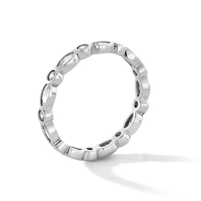 Sterling Silver CZ Alternate Marquise Ring - Size 7
