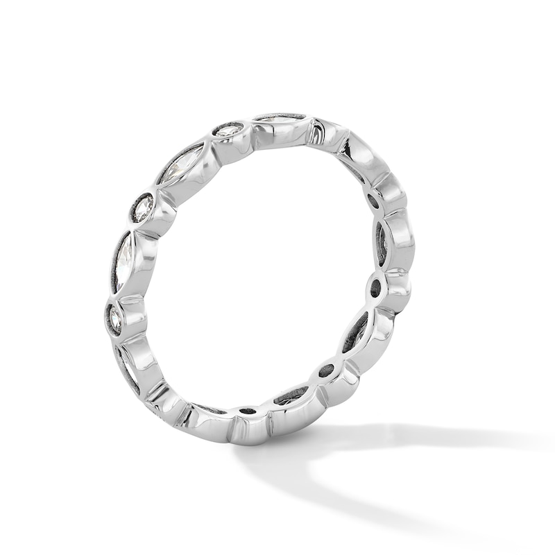 Main Image 3 of Sterling Silver CZ Alternate Marquise Ring - Size 7