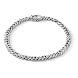 Sterling Silver CZ Cuban Chain Bracelet