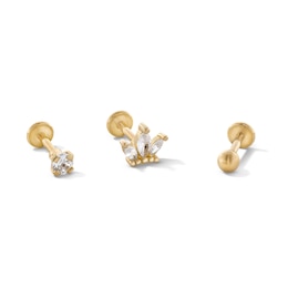 Yellow Ion Plated Crown, Stud, and Ball Stud Set - 18G