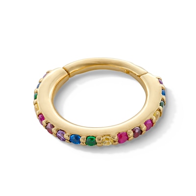 10K Gold CZ Rainbow Clicker Hoop - 18G 7mm