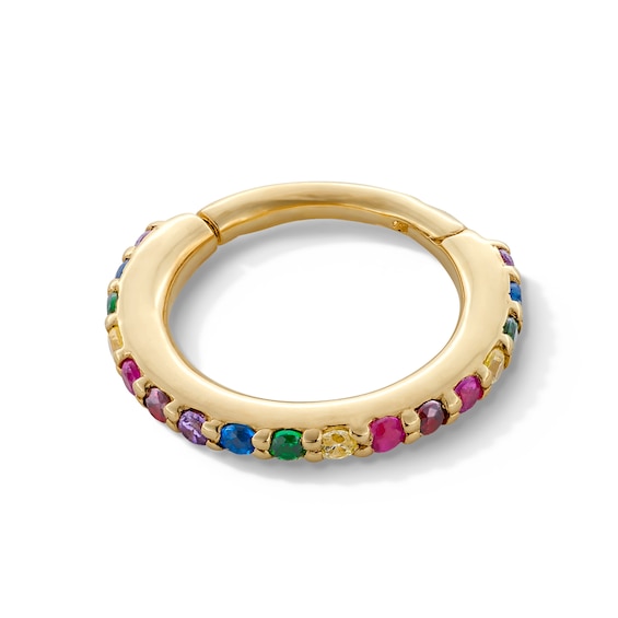 10K Gold CZ Rainbow Clicker Hoop - 18G 7mm