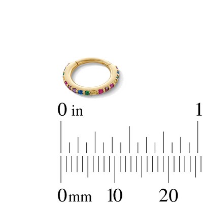 10K Gold CZ Rainbow Clicker Hoop - 18G 7mm