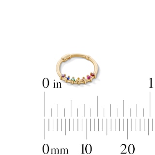 14K Gold CZ Rainbow Seven Stone Hinged Hoop - 20G 3/8"