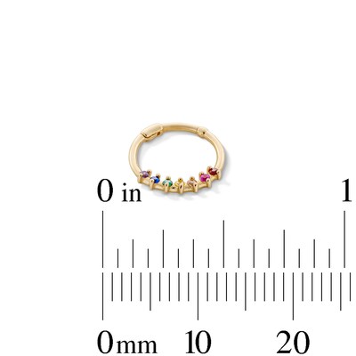 14K Gold CZ Rainbow Seven Stone Hinged Hoop - 20G 3/8"