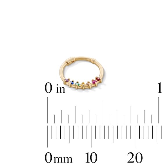 14K Gold CZ Rainbow Seven Stone Hinged Hoop - 20G 3/8"