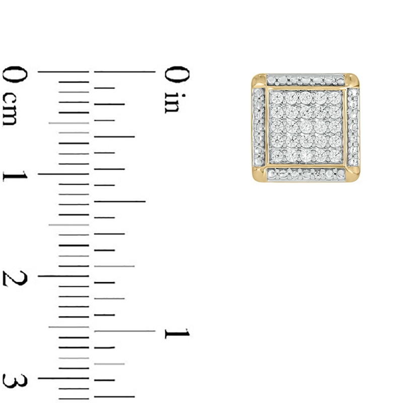 Main Image 3 of 14K Gold Plated 1/2 CT. T.W. Lab-Grown Diamond Square Studs