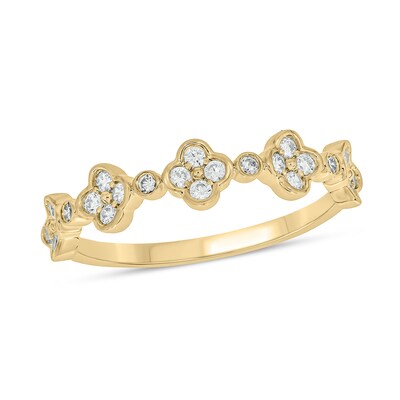 14K Gold Plated 1/ CT. T.W. Lab-Grown Diamond Clover Ring