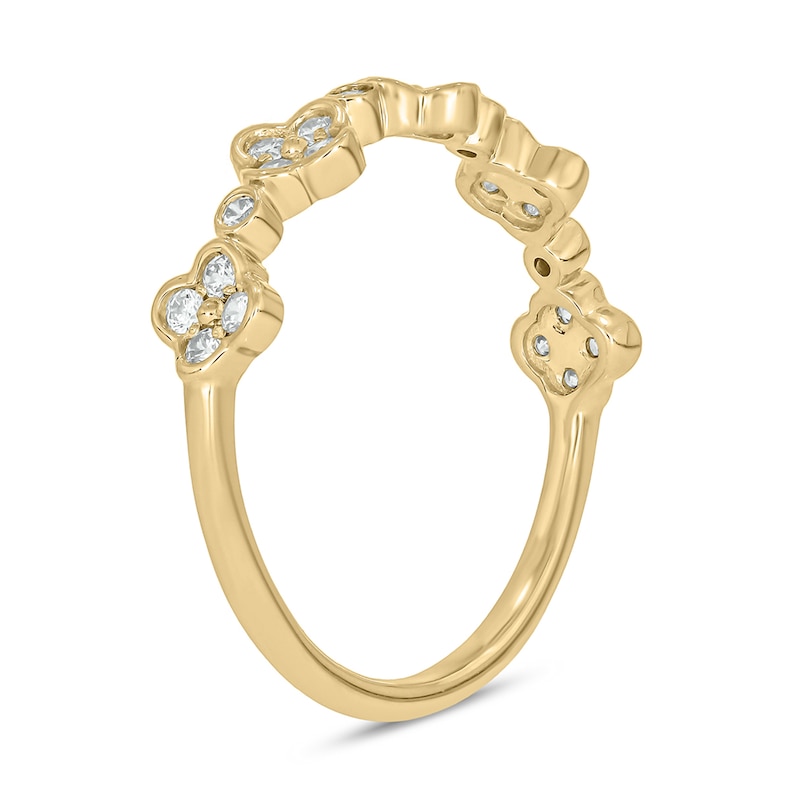 Main Image 3 of 14K Gold Plated 1/4 CT. T.W. Lab-Grown Diamond Clover Ring