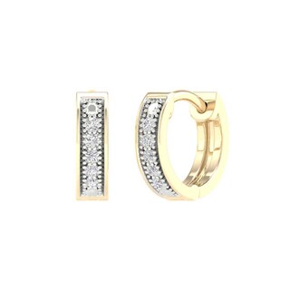 10K Gold 1/20 CT. T.W. Lab-Grown Diamond Double Row Huggie Hoops
