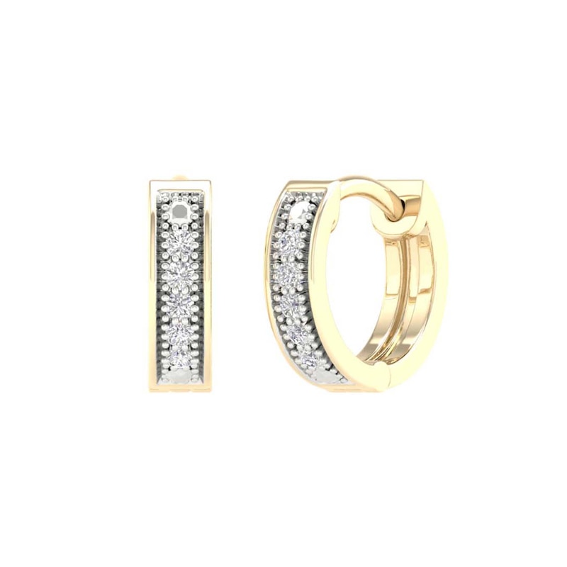 10K Gold 1/20 CT. T.W. Lab-Grown Diamond Double Row Huggie Hoops