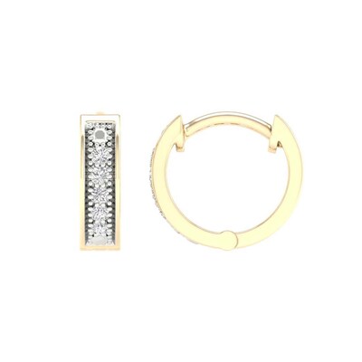 10K Gold 1/20 CT. T.W. Lab-Grown Diamond Double Row Huggie Hoops