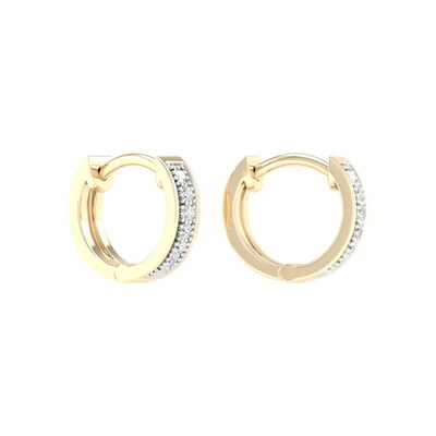 10K Gold 1/20 CT. T.W. Lab-Grown Diamond Double Row Huggie Hoops