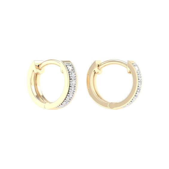 10K Gold 1/20 CT. T.W. Lab-Grown Diamond Double Row Huggie Hoops