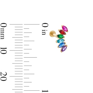 14K Gold CZ Rainbow Marquise Crawler Stud - 18G 5/16"