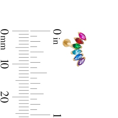 14K Gold CZ Rainbow Marquise Crawler Stud - 18G 5/16"