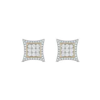 14K Gold Plated 1/2 CT. T.W. Lab-Grown Diamond Curved Frame Studs