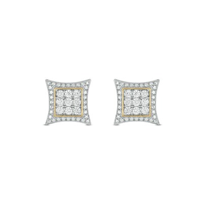 14K Gold Plated 1/2 CT. T.W. Lab-Grown Diamond Curved Frame Studs