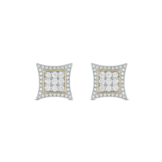 14K Gold Plated 1/2 CT. T.W. Lab-Grown Diamond Curved Frame Studs
