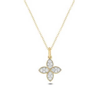 14K Gold Plated 1/5 CT. T.W. Lab-Grown Diamond Clover Pendant - 18"