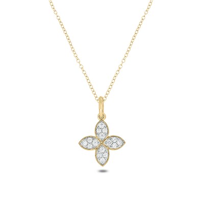 14K Gold Plated 1/5 CT. T.W. Lab-Grown Diamond Clover Pendant - 18"