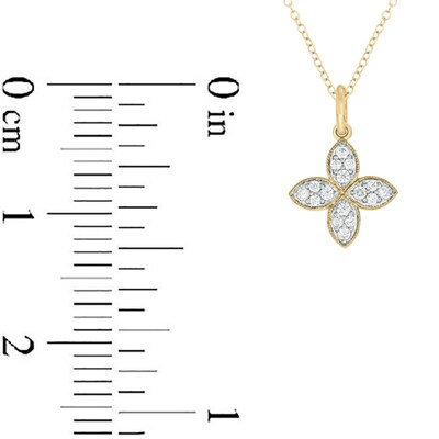 14K Gold Plated 1/5 CT. T.W. Lab-Grown Diamond Clover Pendant - 18"