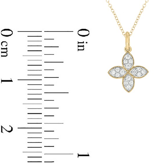 14K Gold Plated 1/5 CT. T.W. Lab-Grown Diamond Clover Pendant - 18"